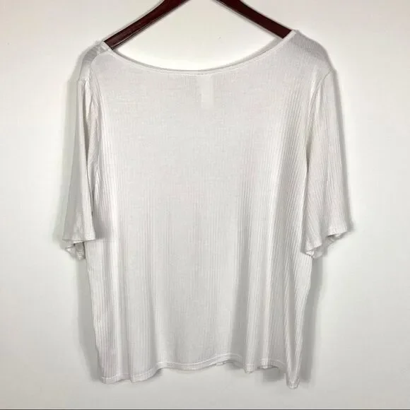 H&M Women's White Ribbed Crop Top w/ Buttons Size XXL - Picture 7 of 10